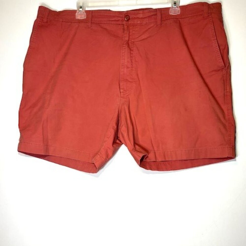 Roundtree & Yorke Casual Flat Front Chino Big and Tall Salmon Shorts Sz 48 x 7